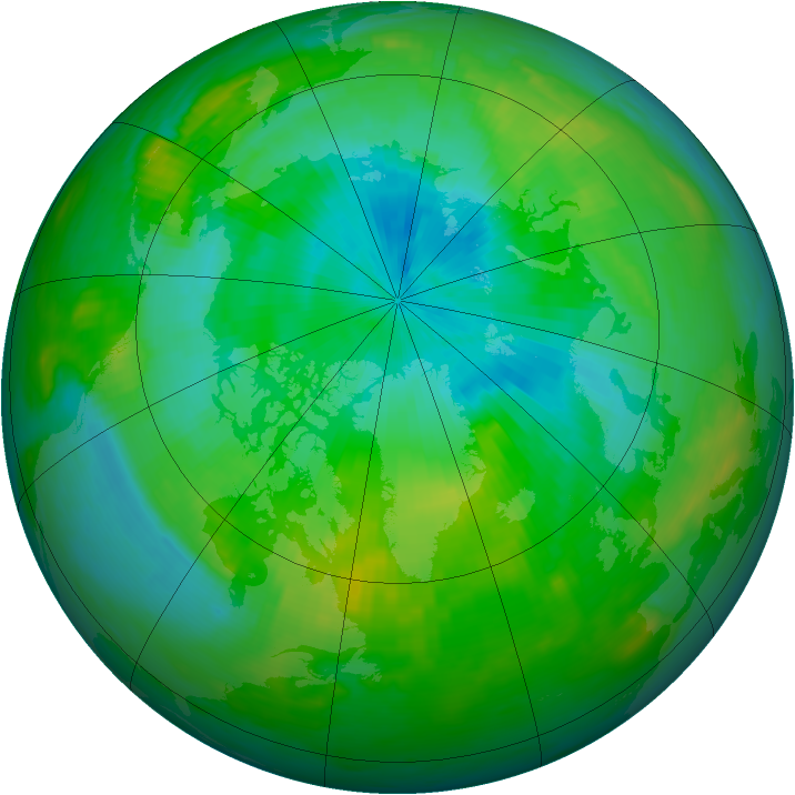 Arctic ozone map for 07 August 1983